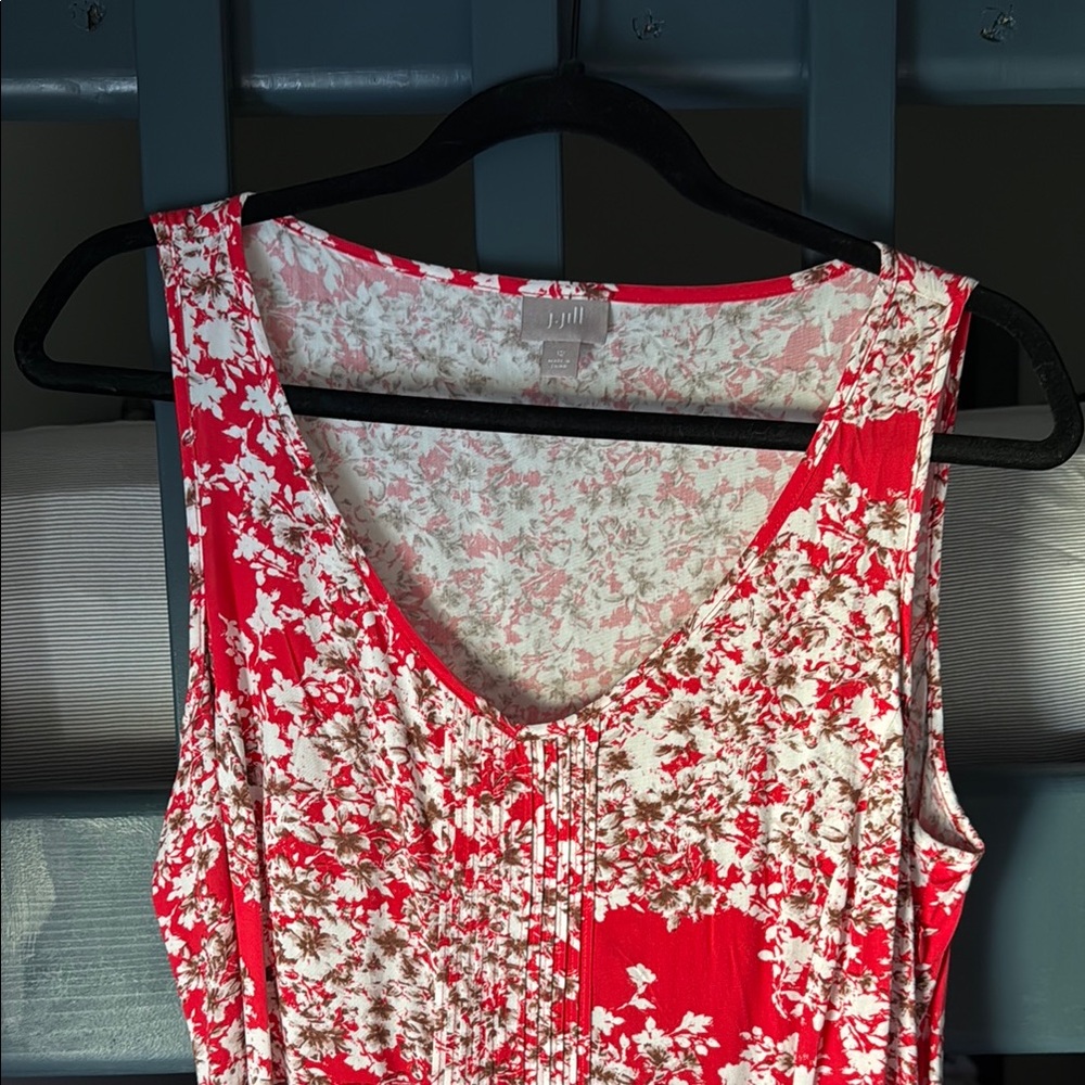J.Jill Red Floral Sleeveless Dress